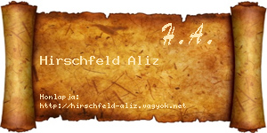 Hirschfeld Aliz névjegykártya